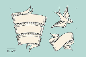 Set of old vintage ribbon banners №3, a Decorative Illustration by Foxys Graphic