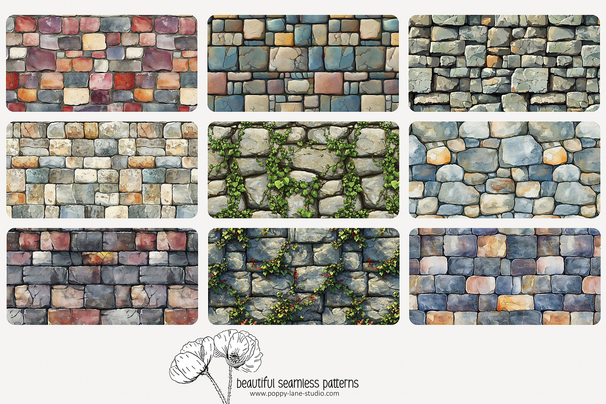 80 stone wall seamless pattern, a Pattern Graphic by Poppy Lane Studio (Photo 7 of 11)