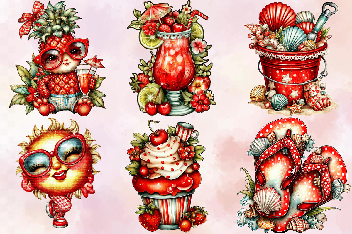 Whimsical Summer Clipart Bundle., an Illustration by SVGArt (Photo 5 of 9)