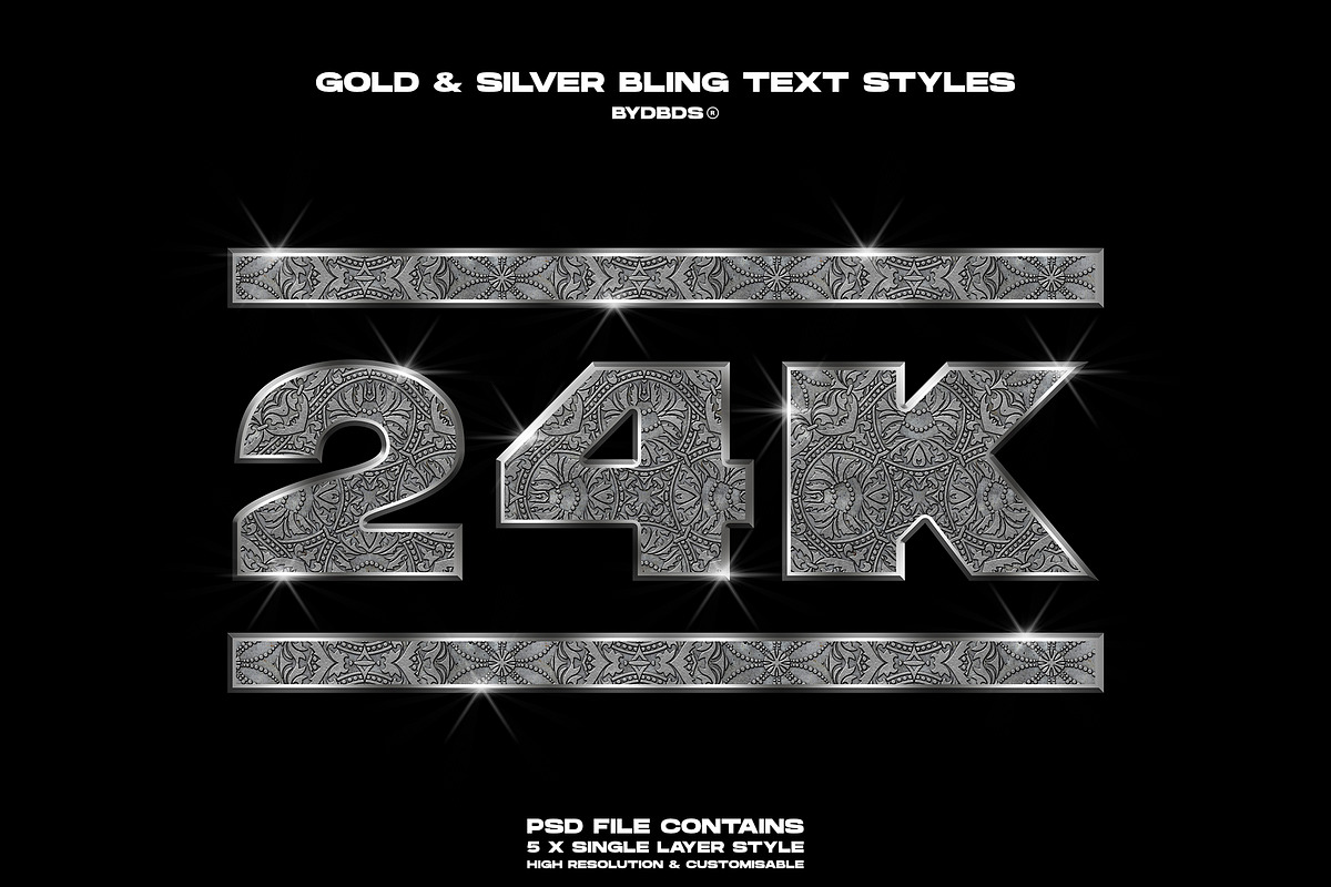 Gold & Diamond 'Bling' Text Styles, a Layer Style Add-On by dbdslondon (Photo 3 of 6)