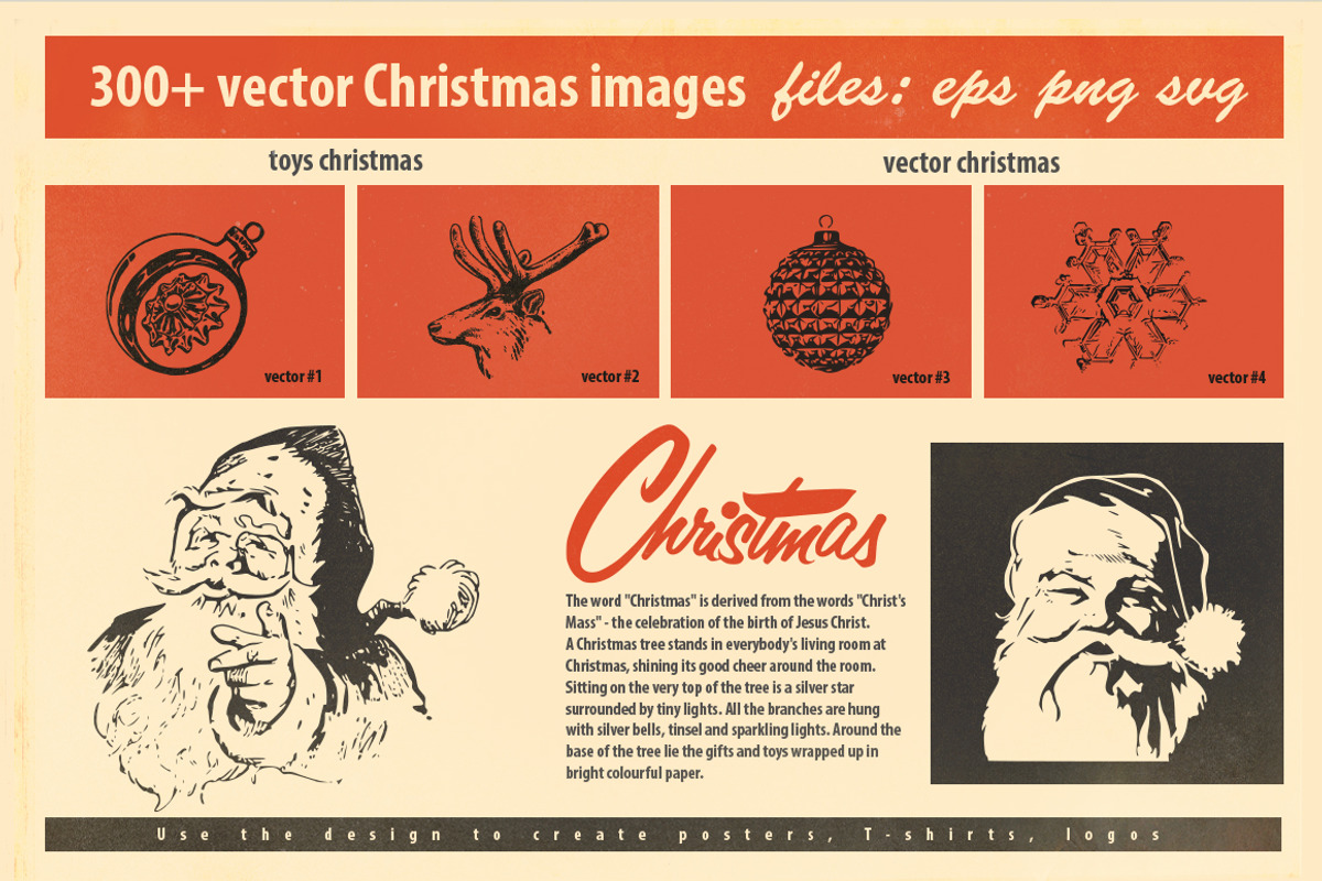 Vintage Christmas Bundle 300+, an Illustration by Retro Machine (Photo 3 of 14)