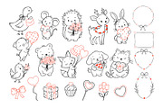 Valentine Animals Clipart Line Art, an Animal Illustration by ArtGiftsStudio (Thumbnail 3 of 5)