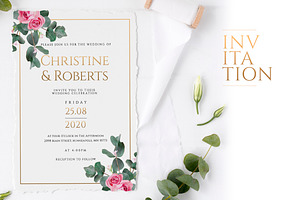 Eucalyptus & Gold Wedding Suite, an Invitation Template by Azka Creative