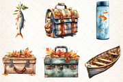 Watercolor Fall Fishing Clipart, an Illustration by Libby Wishes (Thumbnail 4 of 7)