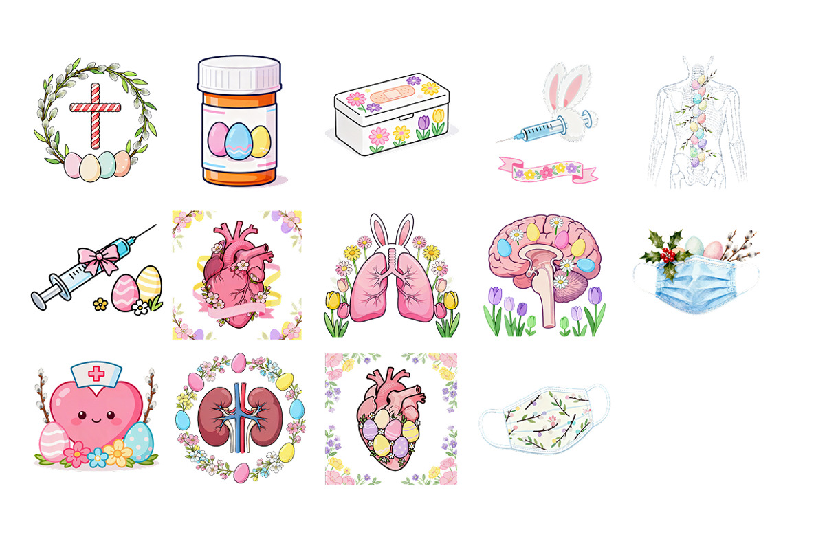 Watercolor Easter Medical Clipart, a Healthcare Illustration by InkyQueenArt (Photo 4 of 7)