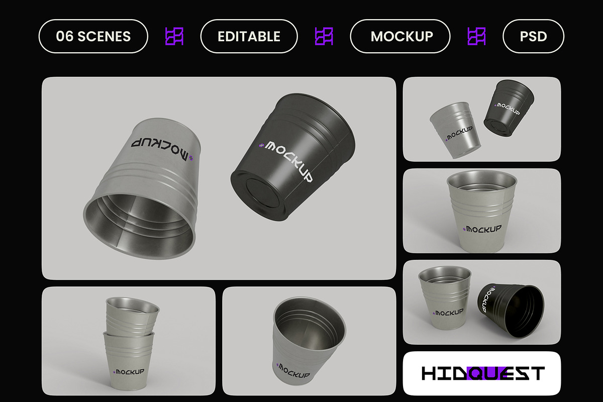 Metal Bucket Mockup, a Household Mockup by hiddemaru (Photo 2 of 4)