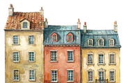 Watercolor European facades 2, an Illustration by happy brush (Thumbnail 3 of 3)