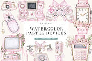Watercolor Pastel Devices Clipart, a Technology Illustration by BusyDaydesign (Thumbnail 1 of 9)