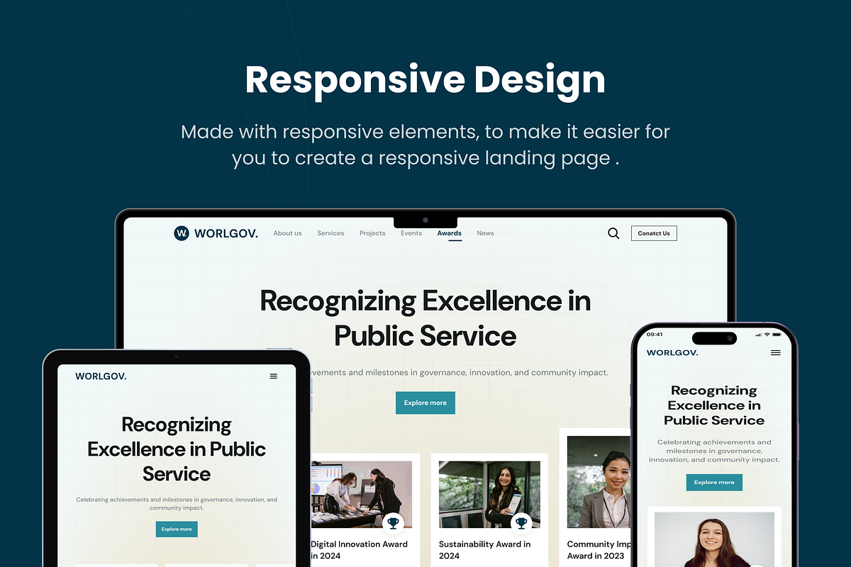 WorlGov - Organization Framer WebKit, a Landing Page Template by Agensip Design Agency (Photo 7 of 10)