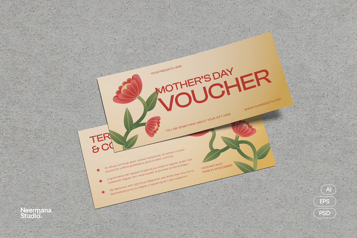 Floral Mothers Day Voucher, a Card Template by Neermana (Photo 1 of 4)