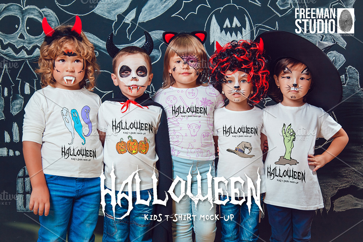 Halloween Kids T-Shirt Mock-Up, a Shirt Mockup by Freeman Studio (Photo 1 of 19)
