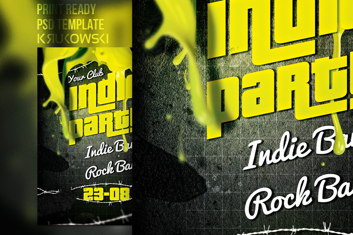 Indie Party Flyer Template, a Flyer Template by Krukowski Graphics (Photo 2 of 3)