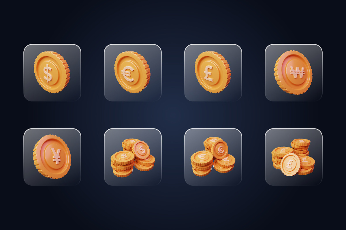 Money 3D Icons Set, an Object 3D Model by Kmg Design (Photo 2 of 5)