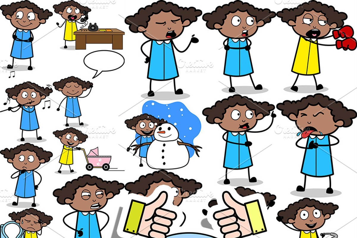 Black Girl ~ Cartoon Character Set, a Person Illustration by The Toon Company (Photo 3 of 9)