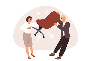 Man and woman share office chair, a Person Illustration by Vectorbuum