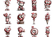 Quirky Valentines Sweets Clipart, an Illustration by Designking (Thumbnail 3 of 5)