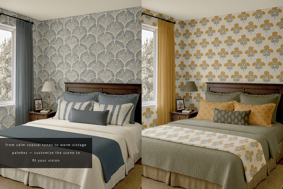 Elegant Bedroom Wallpaper Mockup, a Household Mockup by LinnestCreative (Photo 4 of 6)