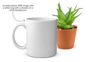 PSD MUG MOCKUP - 11 Oz Mug & Plant