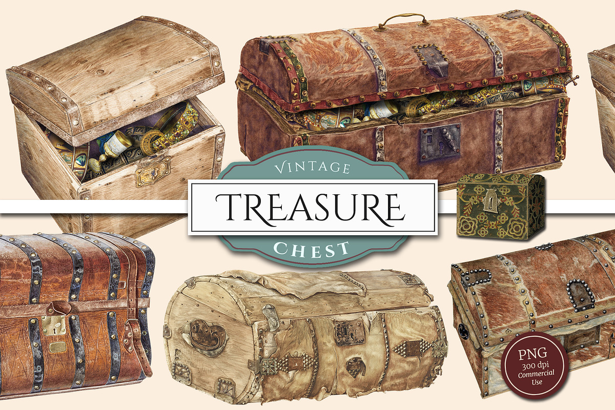 Vintage Treasure Chest Clipart, an Illustration by Secret Helper (Photo 1 of 8)