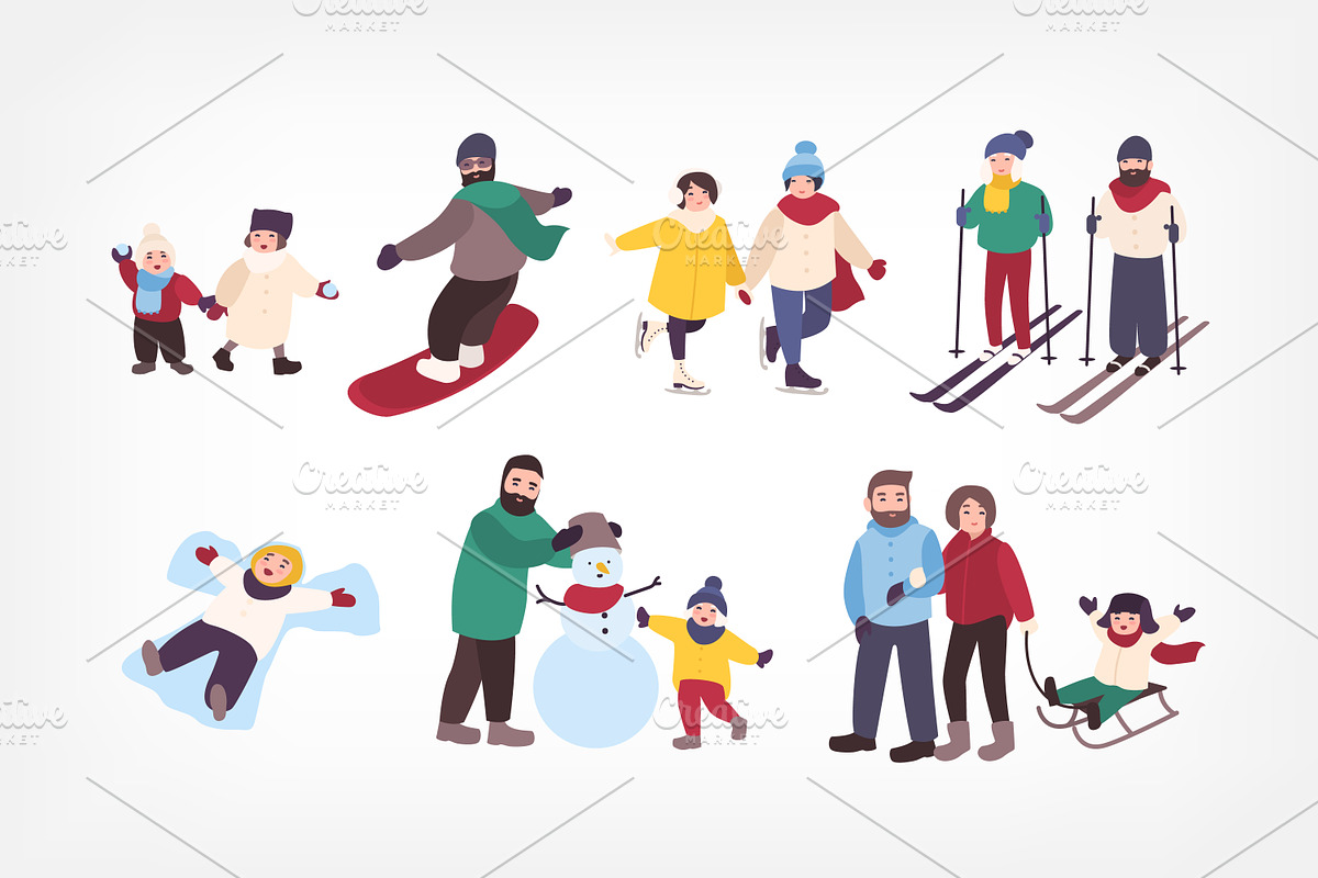 People, kids play winter games set, a Person Illustration by Good Studio (Photo 2 of 3)