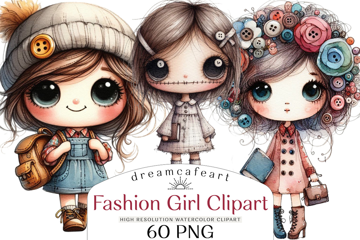 Fashion Girl Clipart Set, an Illustration by DreamCafeArt (Photo 1 of 5)