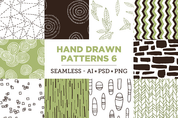 10 Seamless Hand Drawn Patterns v.6 preview 5