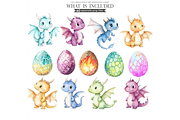 Cute Dragon Watercolor Clipart, an Illustration by CharmClipart (Thumbnail 3 of 5)