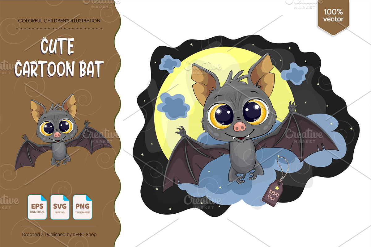 Cute halloween bat. Tshirt, PNG., an Animal Illustration by KENO Mascots (Photo 1 of 6)