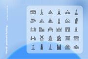 World Landmark Building Icon Set, an Outline Icon by Nathaya Studio (Thumbnail 2 of 2)