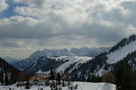 Cloudy winter landscape in Aschau