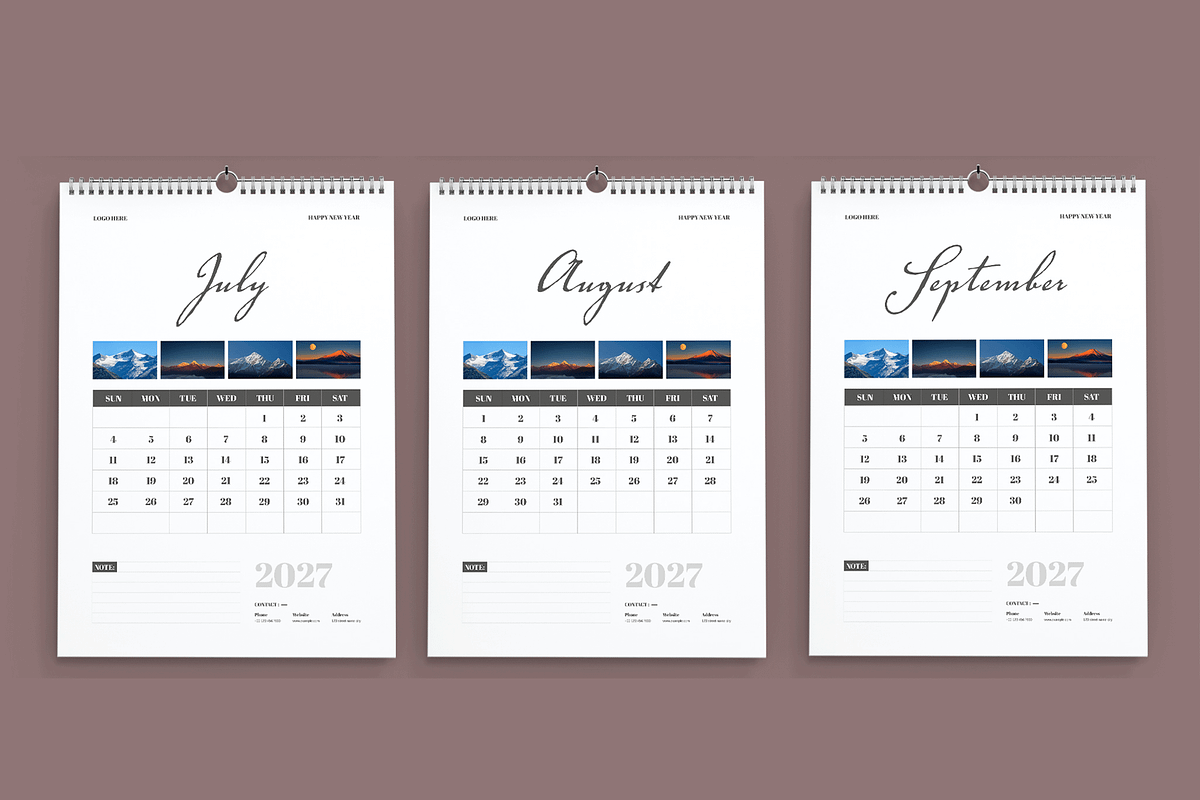 Clean And Calendar Template 2027, a Stationery Template by MightyDesign (Photo 4 of 8)