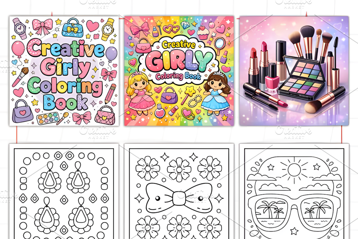 Creative Girly Coloring Pages, a Decorative Illustration by Design Station (Photo 2 of 4)