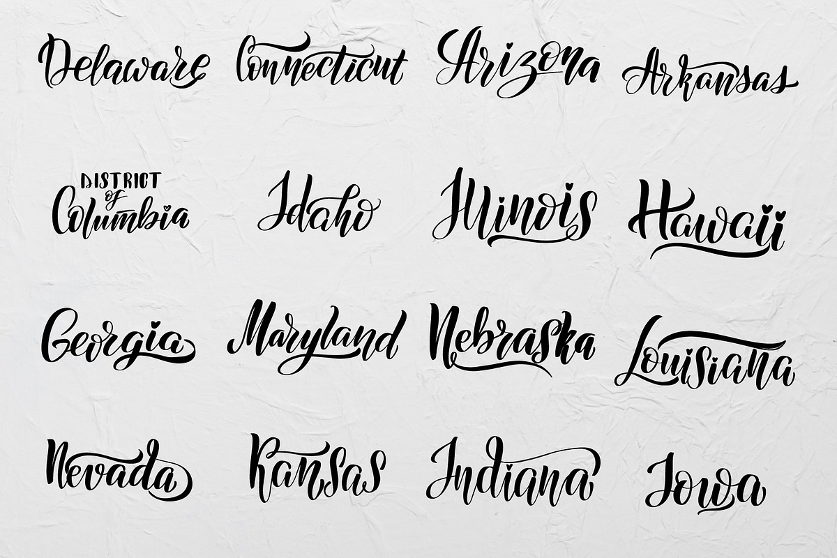 50 US State Names Vector Lettering, an Object Graphic by Selentaori Studio