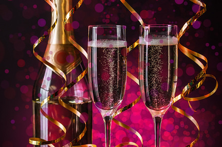 Two champagner glasses featuring drink, toast, and holiday, a Food & Drink Photo by Grafvision photography