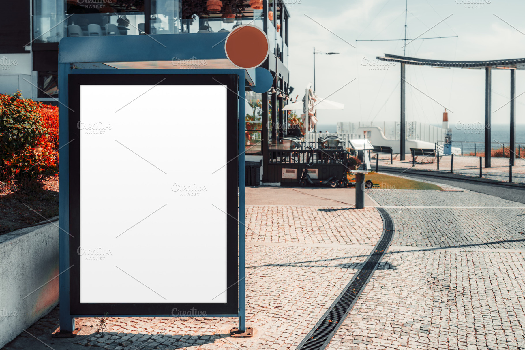 Seaside Restaurant Sign Mockup, a Business Photo by SkyNext