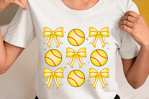 Softball Coquette Bow Png SVG, an Object Graphic by Digi_Design_World