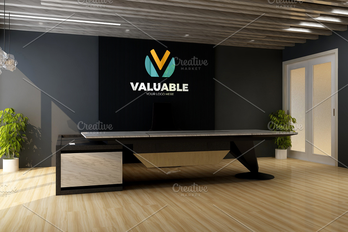 PSD Office Desk Room Wall Mockup, a Product Mockup by Ayy (Photo 9 of 16)