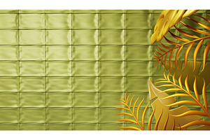 3d Green Tile Wall Background With