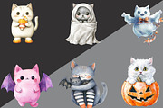 Halloween Cute Cat Clipart, an Illustration by Black Bird Studio (Thumbnail 4 of 6)