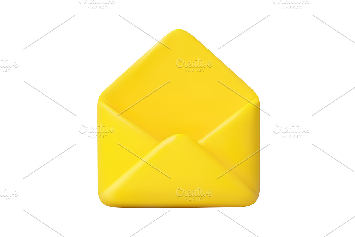 3d open mail envelope icon, an Object Illustration by ModVector