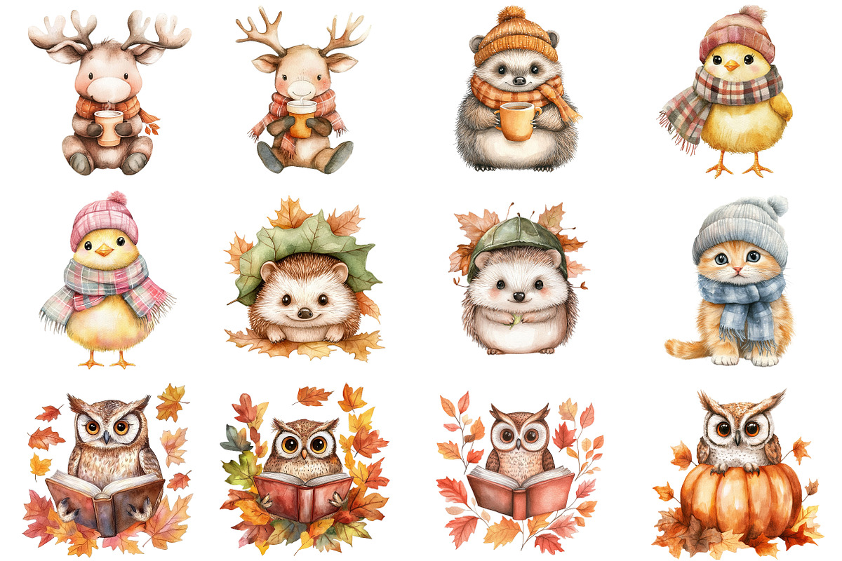 Autumn Cute Animals Clipart, an Illustration by CitraGraphics (Photo 2 of 7)