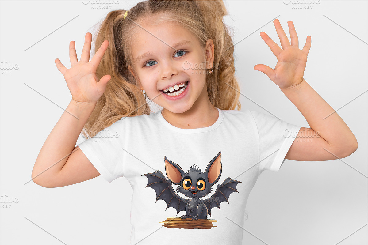 Cute Halloween bats. TShirt Sticker., an Animal Illustration by KENO Mascots (Photo 5 of 9)