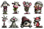 Christmas Whimsical Animals Clipart, an Illustration by Dream Creation (Thumbnail 4 of 7)