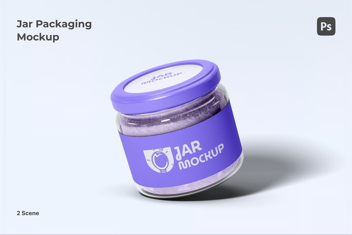 Jam Jar Mockup, a Packaging Mockup by Se٧enStudio (Photo 2 of 5)