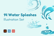 Water Splash Illustration Set, an Illustration by GravitaSign (Thumbnail 1 of 2)