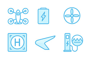 Icons showcasing drone elements, a Technology Illustration by ZinetroN