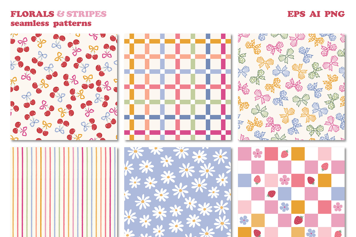 Florals & Stripes Vintage Patterns, a Pattern Graphic by Cozy pattern shop (Photo 10 of 11)