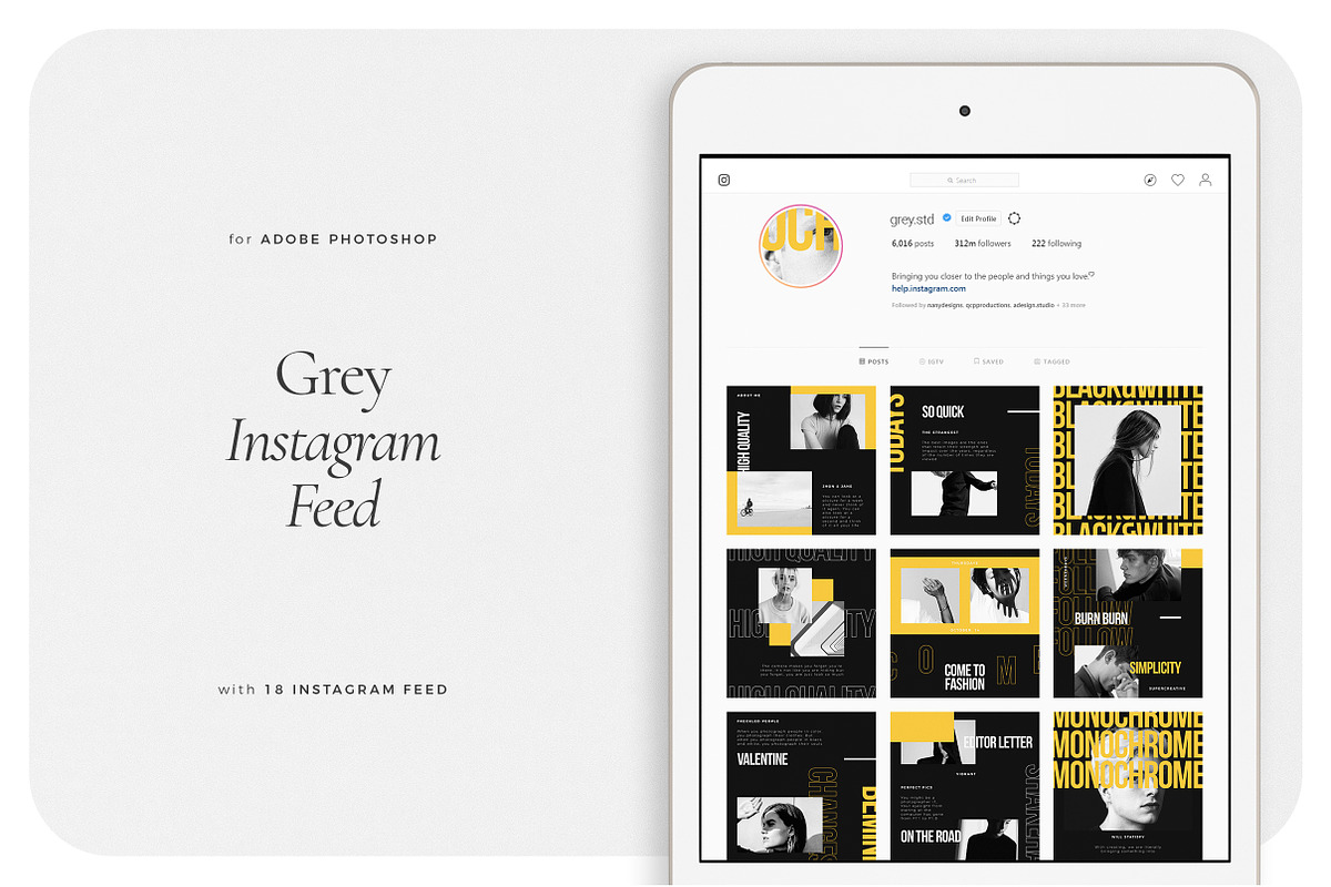 GREY Instagram Feed, a Social Media Template by Aprilea (Photo 1 of 7)