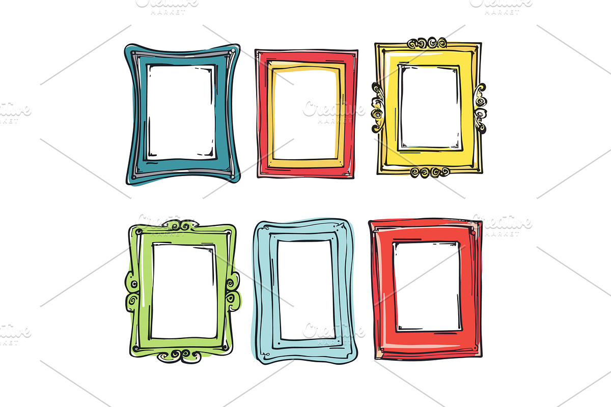 Handdrawn colorful picture frames, an Object Illustration by ...