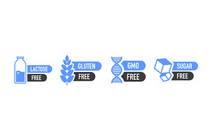 Flat Icon With Lactose Gluten Gmo